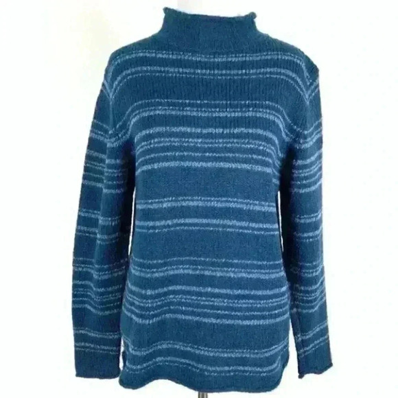St johns bay sweater size M blue striped 15% wool - Picture 9 of 9